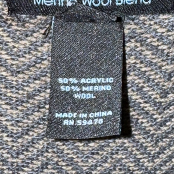 Cynthia Rowley Grey Herringbone Merino Wool Blend Cardigan Sz Large Lagenlook - Picture 3 of 7